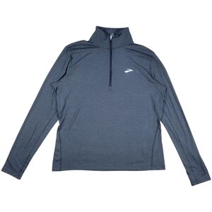 Brooks Dash 1/2 Zip 2.0 Womens L Heather Gray Pullover Running Shirt Long Sleeve